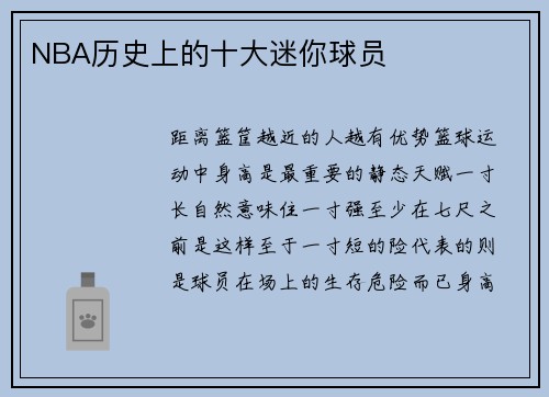 NBA历史上的十大迷你球员
